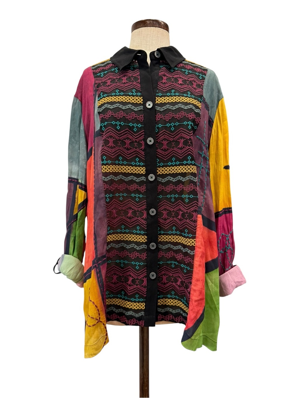 John Mark Art to wear colorful embroidered button down